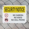 Signmission No Camera No Video No Cell Phone OSHA Security Notice Sign, Plastic, 10in W x 7in L, 2PK OS-2PACK-SN-P-710-L-11580 - alternate 7